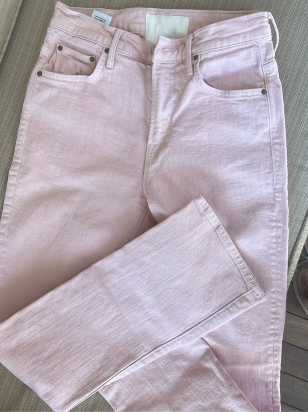 MOTHER Straight Leg Jeans in Light Pink